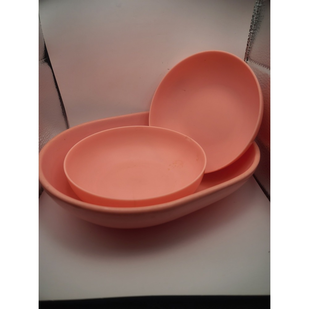 Set of 3 MCM 50's Melmac Bowls Salmon Color Harmony House One 9" And 2 5" VGC